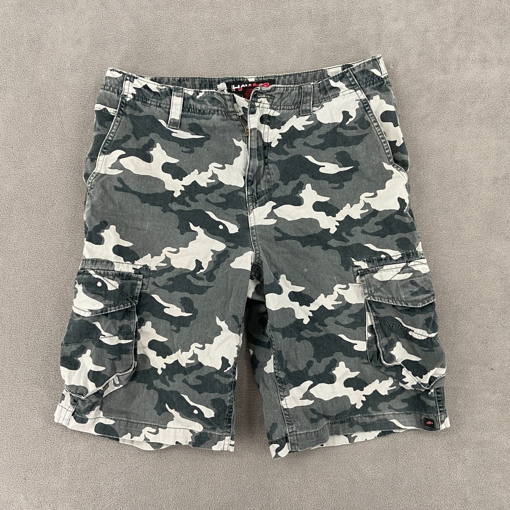 Tony Hawk Cargo Shorts Mens 32 Multi Camouflage Cotton Mid Rise Hiking Outdoor
